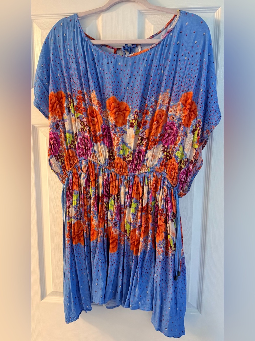 Free People Blue Floral Dress with Colorful Accents